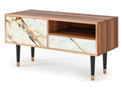 Móvel De Tv| Mueble de TV - 115х59х48 cm - T3 - Areiay Marble, Nogueira Castanho