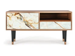 Móvel De Tv| Mueble de TV - 115х59х48 cm - T3 - Areiay Marble, Nogueira Castanho