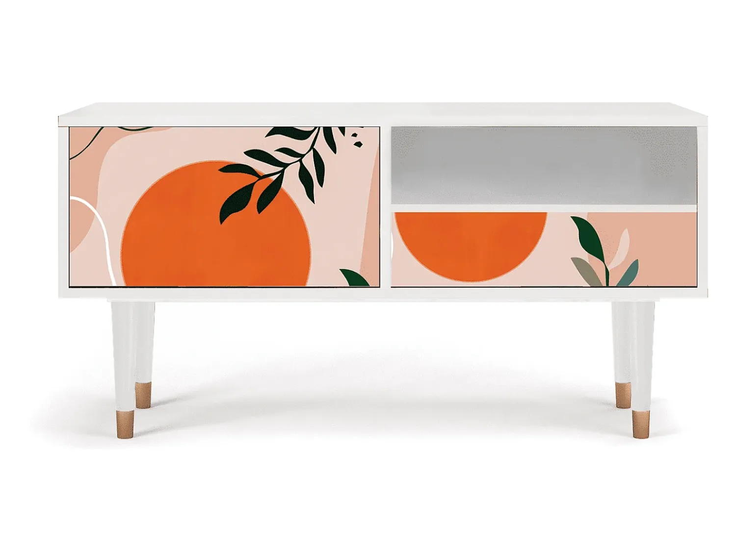 Móvel De Tv* Mueble de TV - 115х59х48 cm - T3 - Artwork, Branco Bege