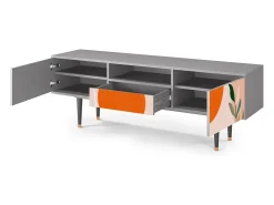 Móvel De Tv* Mueble de TV - 170х59х41 cm - T6 - Artwork, Cinza Cinzento