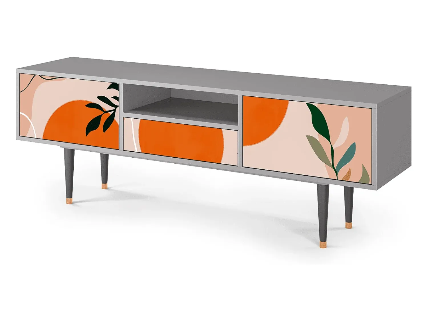 Móvel De Tv* Mueble de TV - 170х59х41 cm - T6 - Artwork, Cinza Cinzento