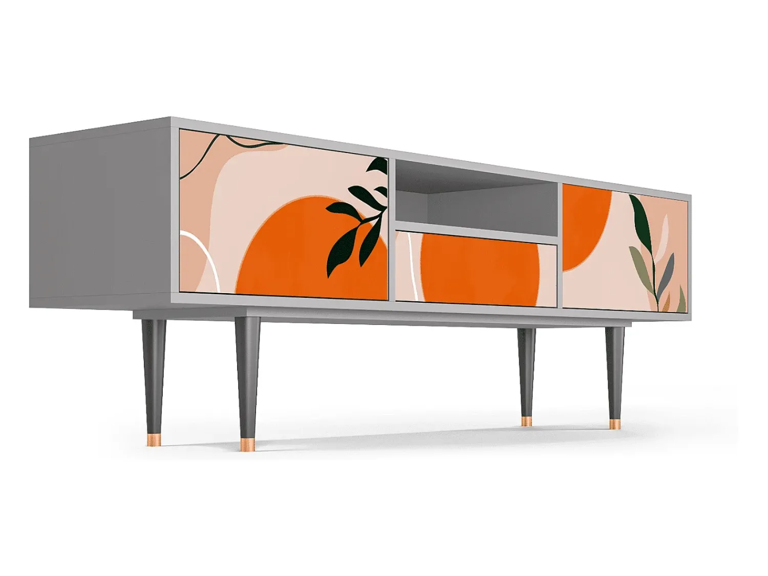Móvel De Tv* Mueble de TV - 170х59х41 cm - T6 - Artwork, Cinza Cinzento