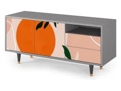 Móvel De Tv| Mueble de TV - 125х56х41 cm - T7 - Artwork, Cinza Cinzento