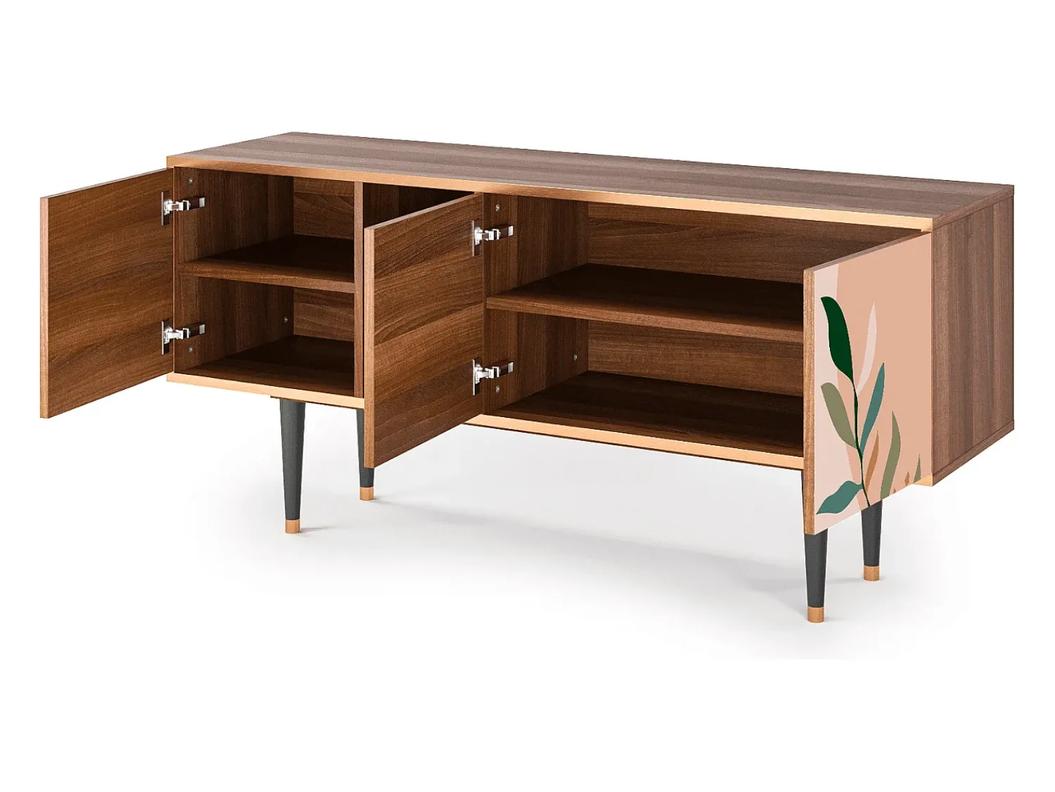 Móvel De Tv| Mueble de TV - 150х69х41 cm - T5 - Artwork, Nogueira Castanho