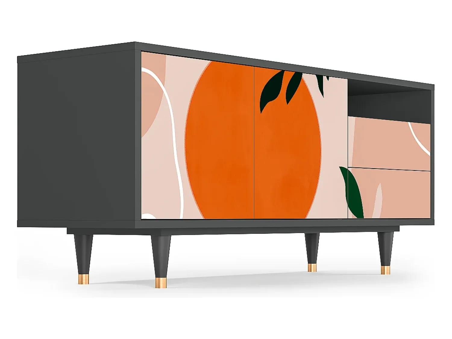 Móvel De Tv* Mueble de TV - 125х56х41 cm - T7 - Artwork, Antracite Cinza antracite