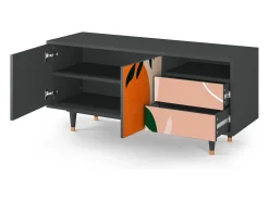 Móvel De Tv* Mueble de TV - 125х56х41 cm - T7 - Artwork, Antracite Cinza antracite
