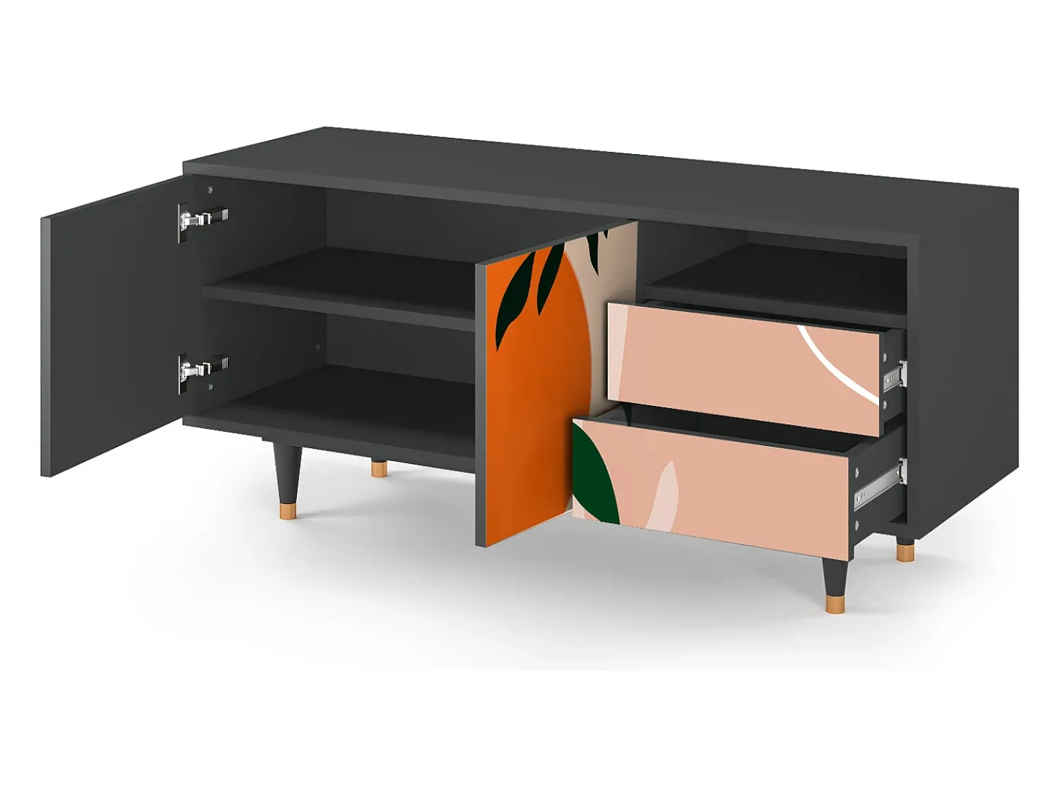 Móvel De Tv* Mueble de TV - 125х56х41 cm - T7 - Artwork, Antracite Cinza antracite