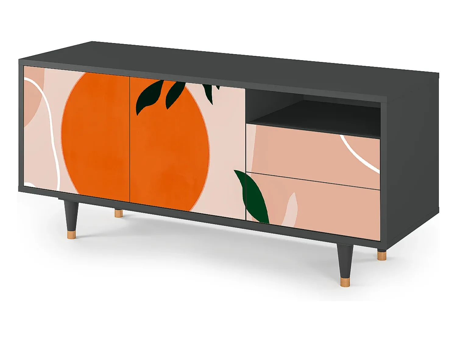 Móvel De Tv* Mueble de TV - 125х56х41 cm - T7 - Artwork, Antracite Cinza antracite