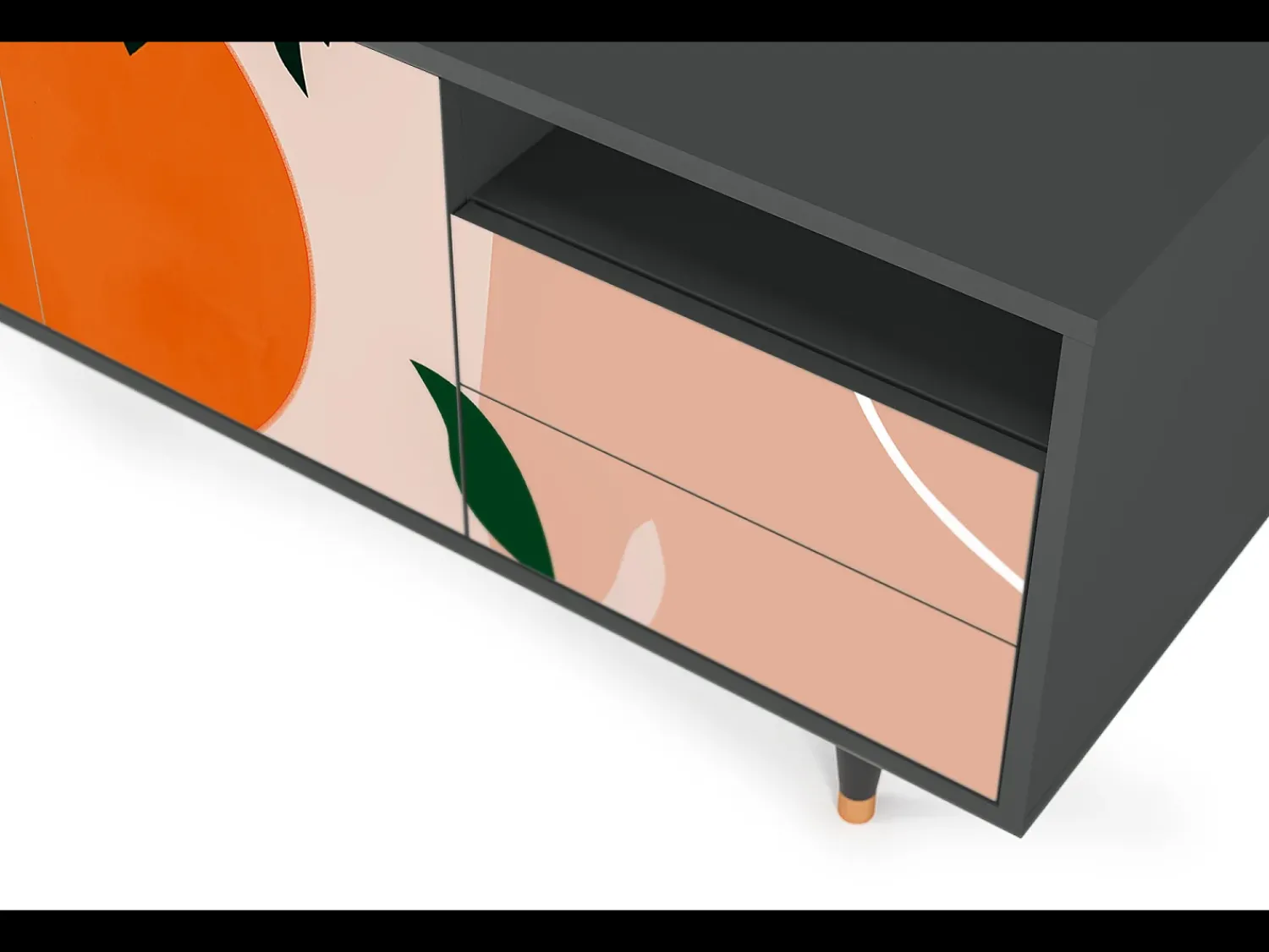 Móvel De Tv* Mueble de TV - 125х56х41 cm - T7 - Artwork, Antracite Cinza antracite