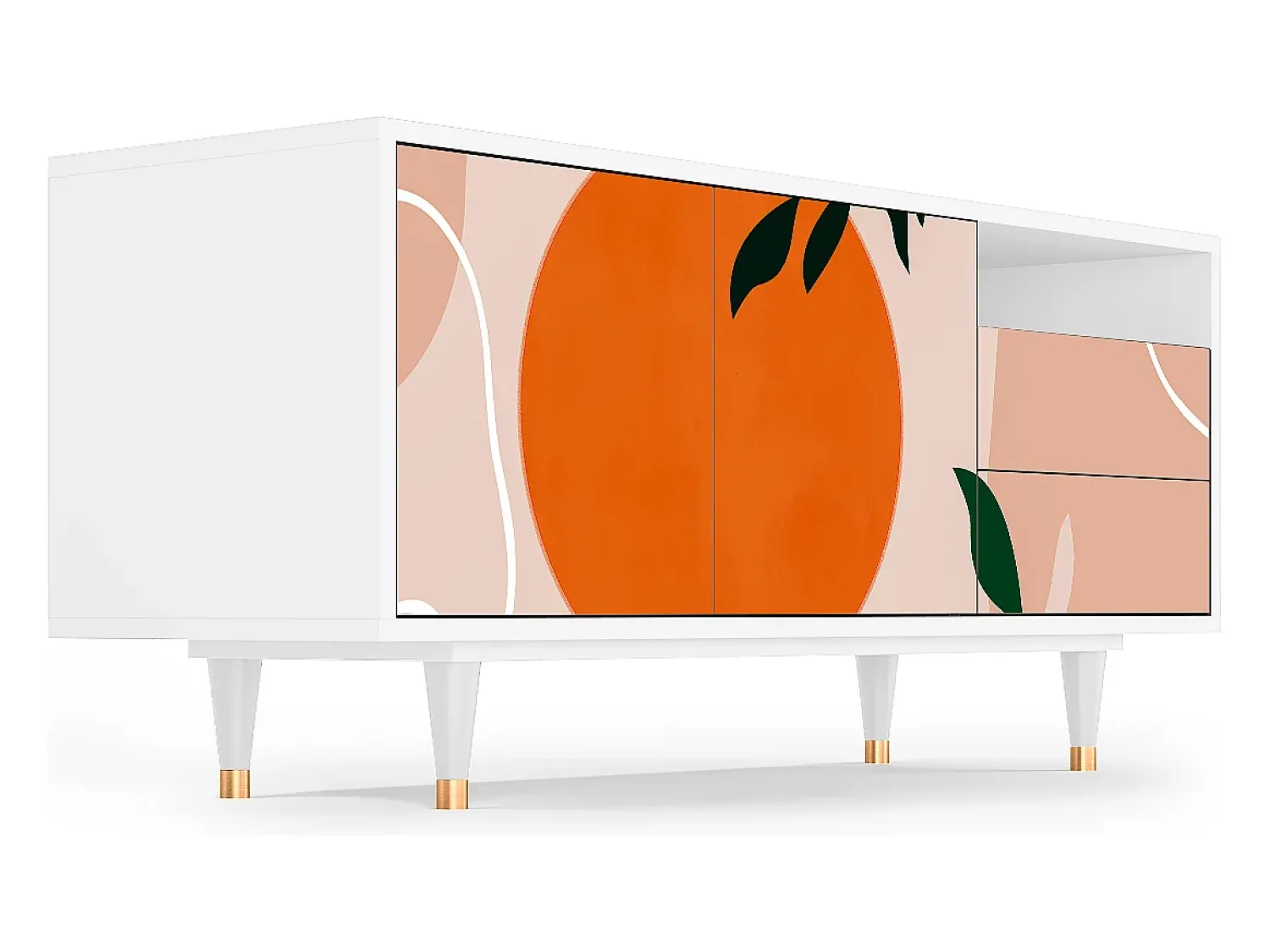 Móvel De Tv* Mueble de TV - 125х56х41 cm - T7 - Artwork, Branco Bege