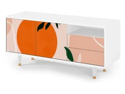 Móvel De Tv* Mueble de TV - 125х56х41 cm - T7 - Artwork, Branco Bege