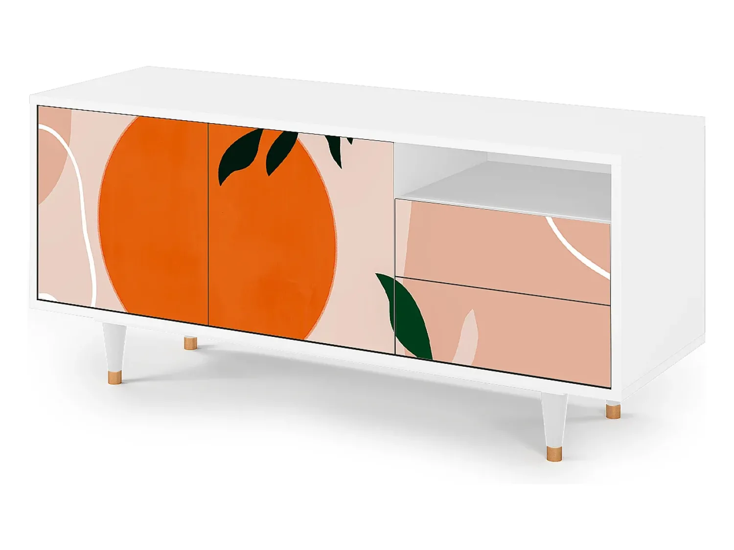 Móvel De Tv* Mueble de TV - 125х56х41 cm - T7 - Artwork, Branco Bege