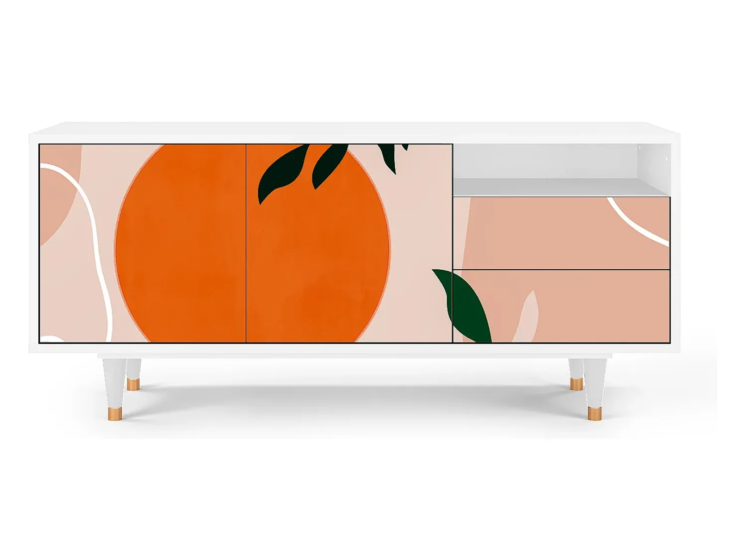 Móvel De Tv* Mueble de TV - 125х56х41 cm - T7 - Artwork, Branco Bege