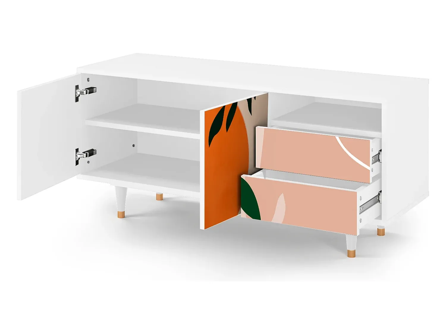Móvel De Tv* Mueble de TV - 125х56х41 cm - T7 - Artwork, Branco Bege