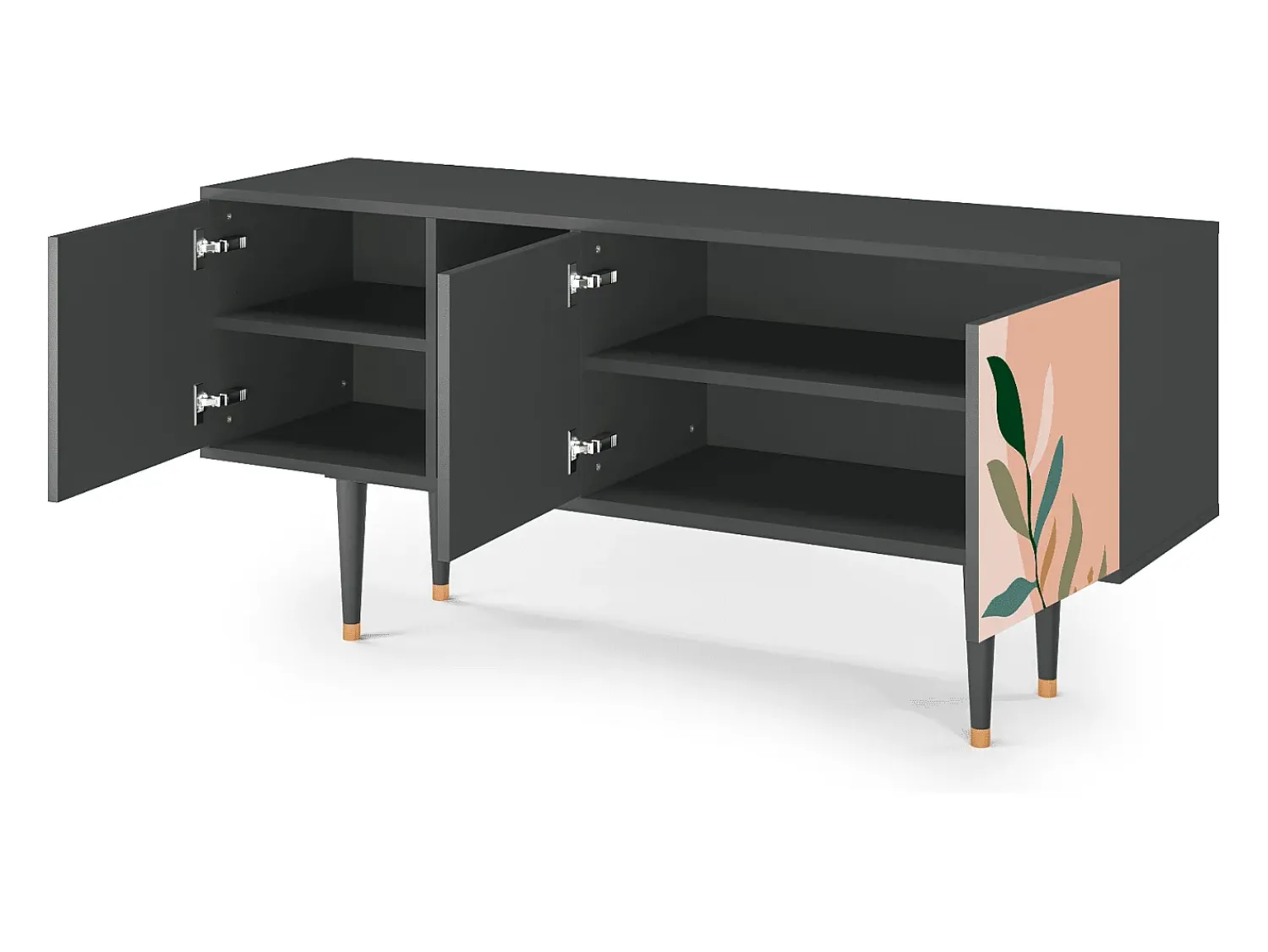 Online Mueble de TV - 150х69х41 cm - T5 - Artwork, Antracite Cinza antracite