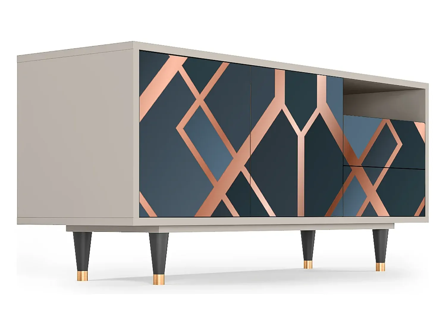 Móvel De Tv| Mueble de TV - 125х56х41 cm - T7 - Ashy 1920', Areia Bege