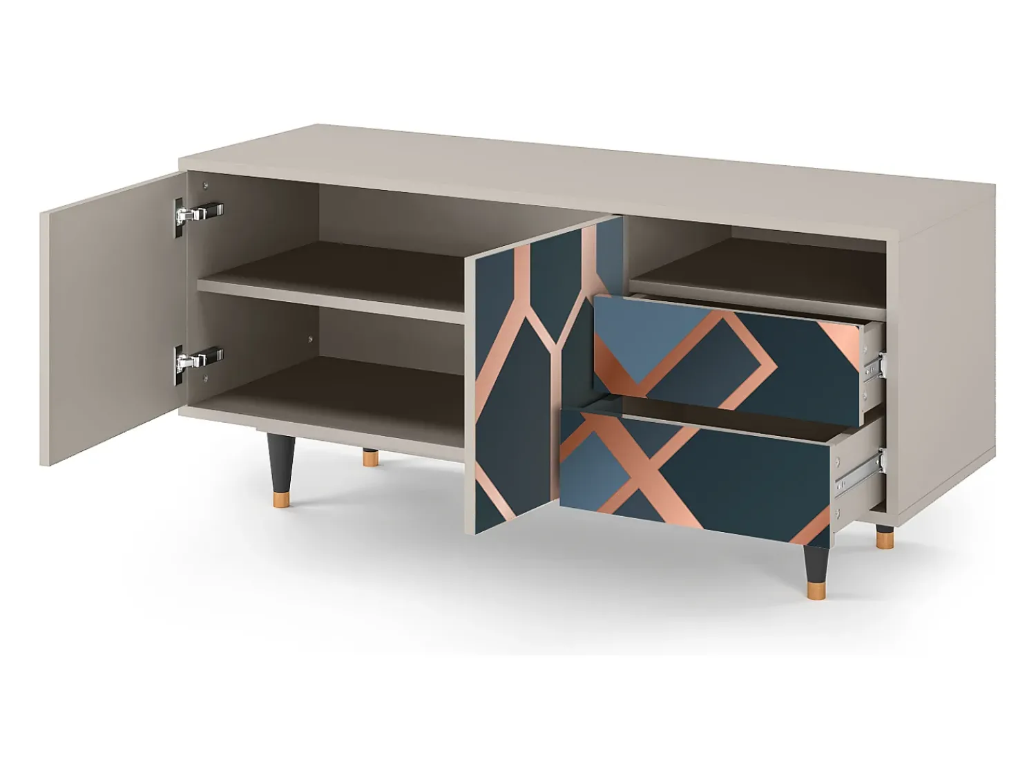 Móvel De Tv| Mueble de TV - 125х56х41 cm - T7 - Ashy 1920', Areia Bege