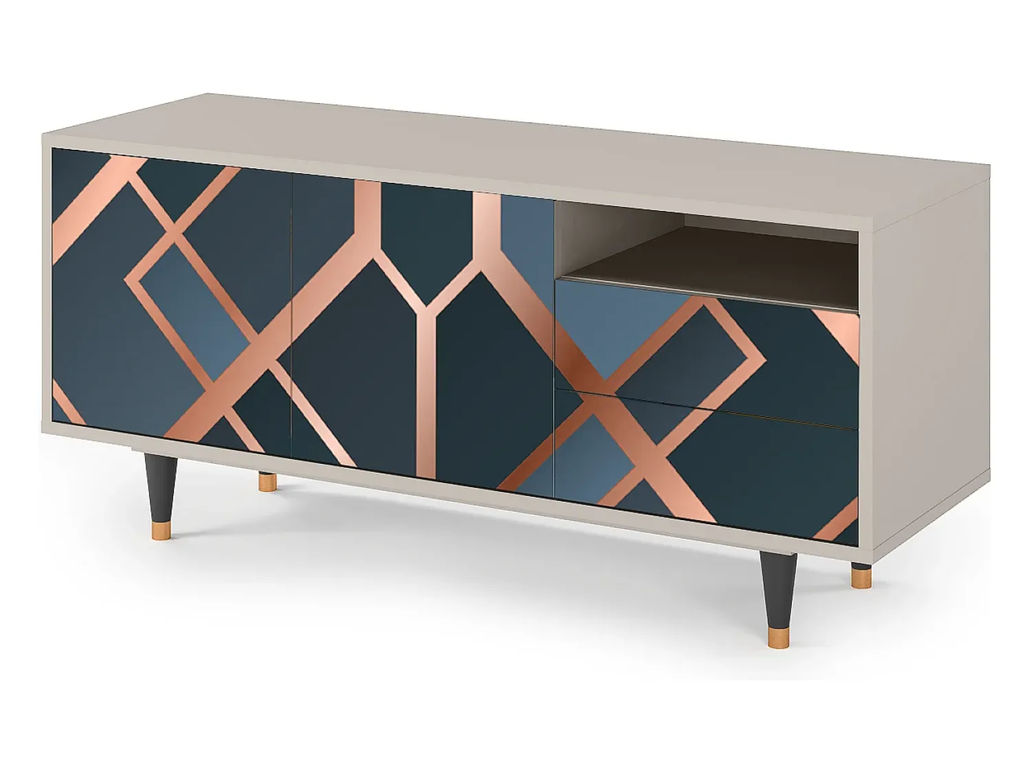 Móvel De Tv| Mueble de TV - 125х56х41 cm - T7 - Ashy 1920', Areia Bege