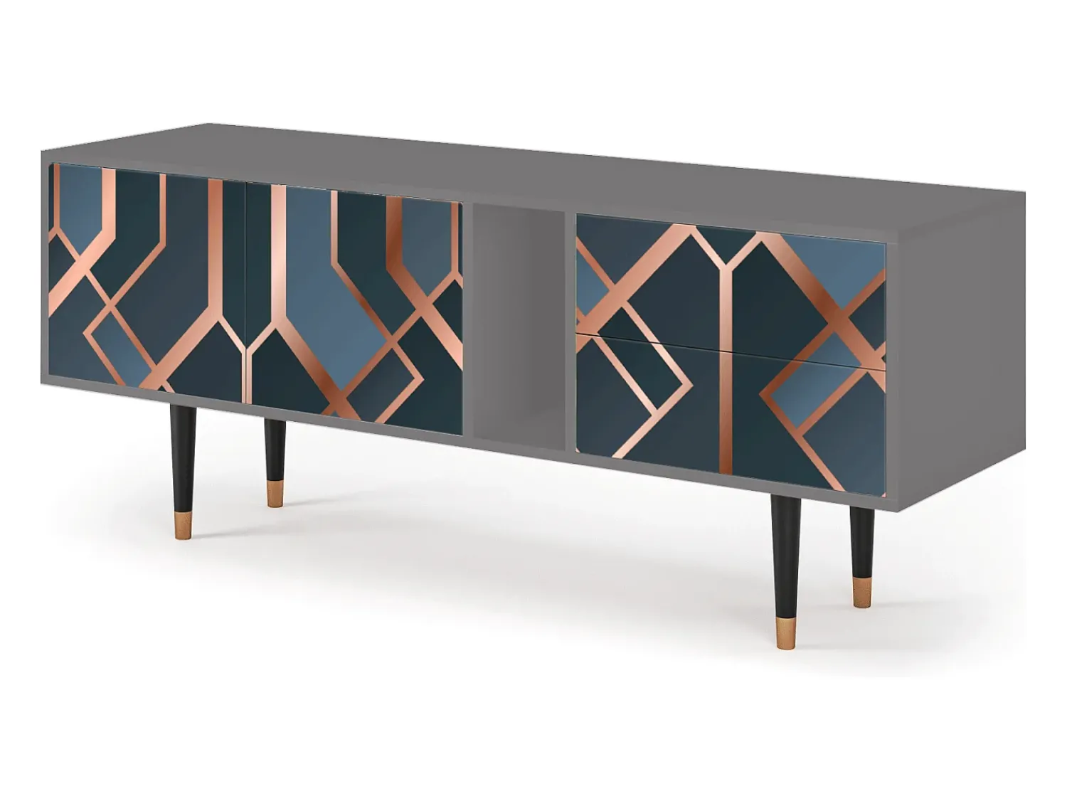 Móvel De Tv* Mueble de TV - 170х69х48 cm - T1 - Ashy 1920', Cinza Cinzento