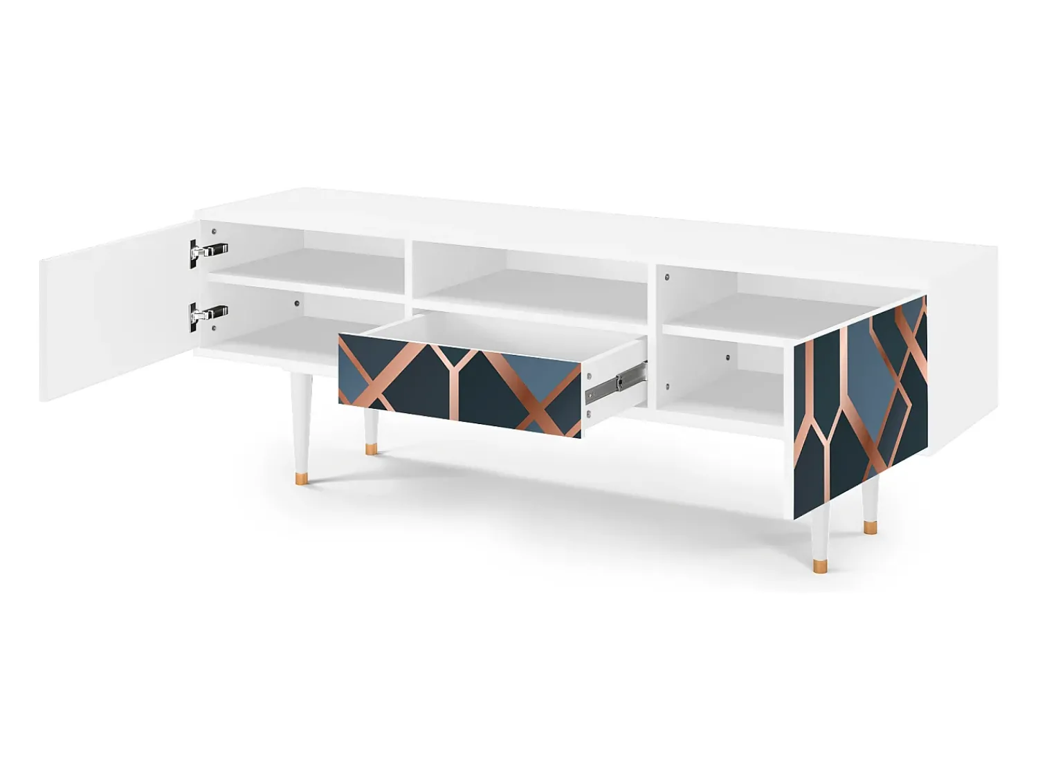 Móvel De Tv| Mueble de TV - 170х59х41 cm - T6 - Ashy 1920', Branco Bege