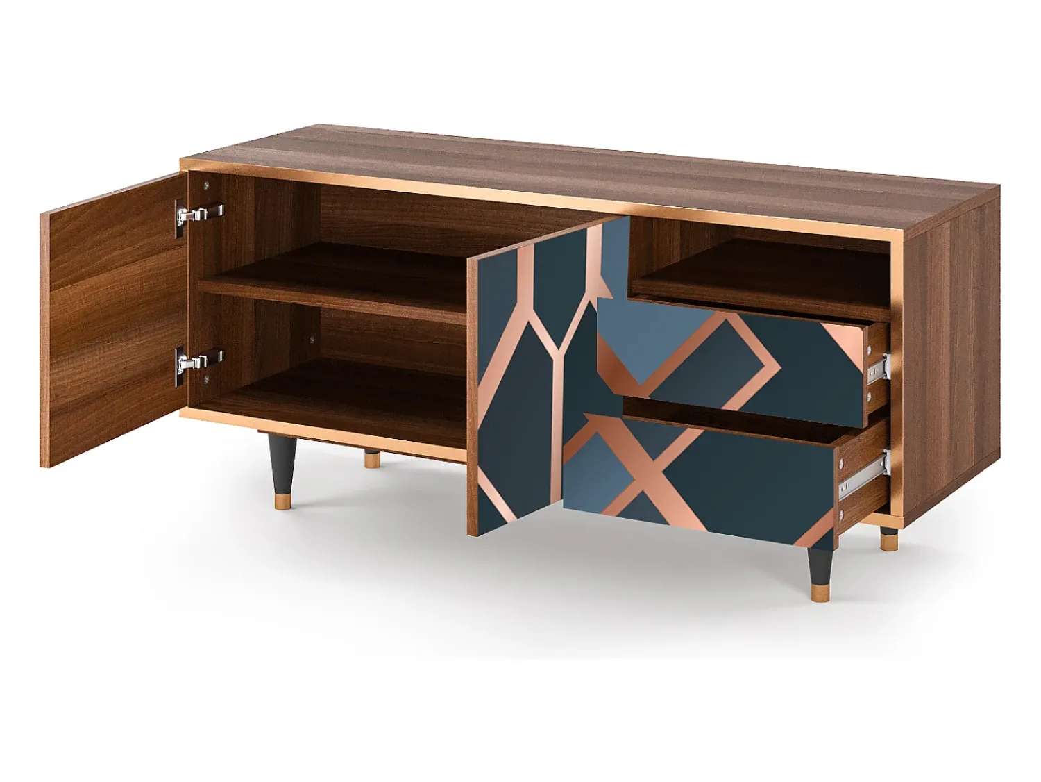 Móvel De Tv* Mueble de TV - 125х56х41 cm - T7 - Ashy 1920', Nogueira Castanho