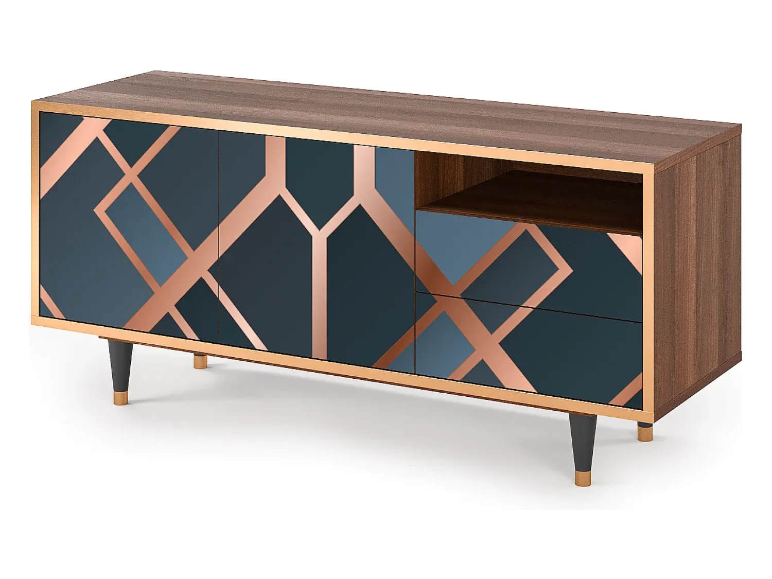 Móvel De Tv* Mueble de TV - 125х56х41 cm - T7 - Ashy 1920', Nogueira Castanho