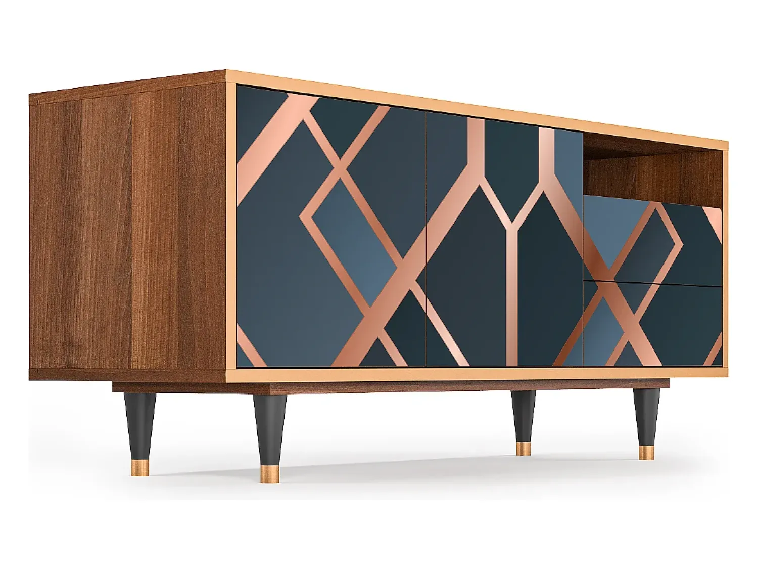 Móvel De Tv* Mueble de TV - 125х56х41 cm - T7 - Ashy 1920', Nogueira Castanho