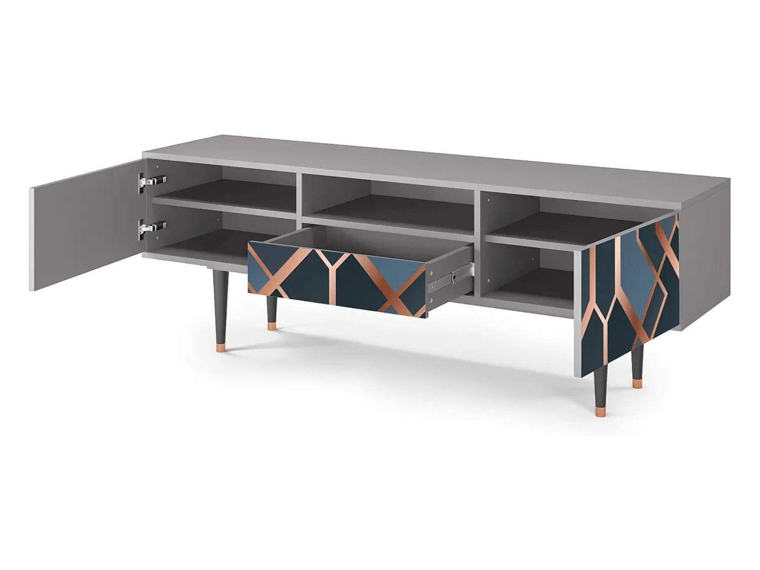 Móvel De Tv| Mueble de TV - 170х59х41 cm - T6 - Ashy 1920', Cinza Cinzento