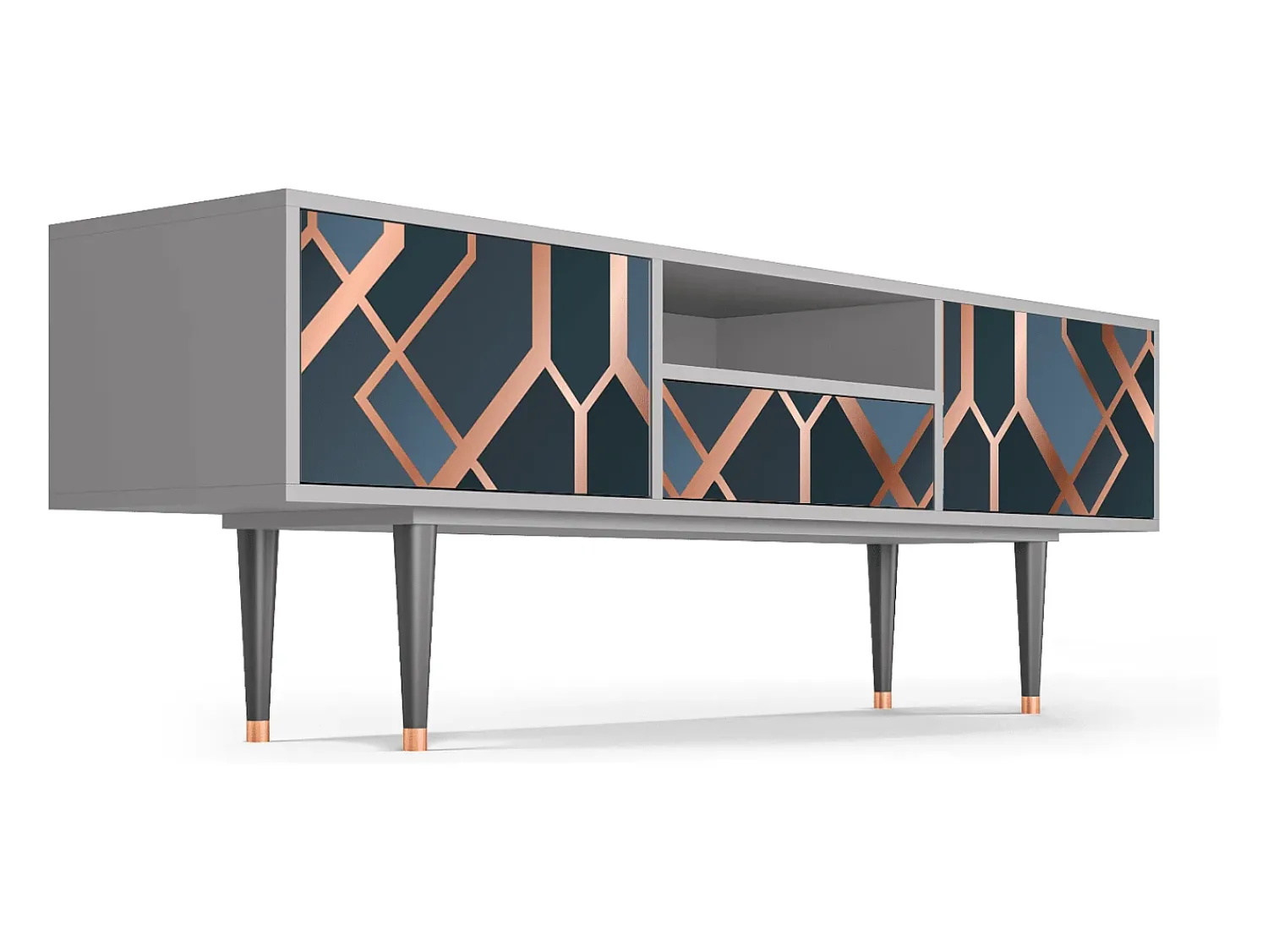Móvel De Tv| Mueble de TV - 170х59х41 cm - T6 - Ashy 1920', Cinza Cinzento