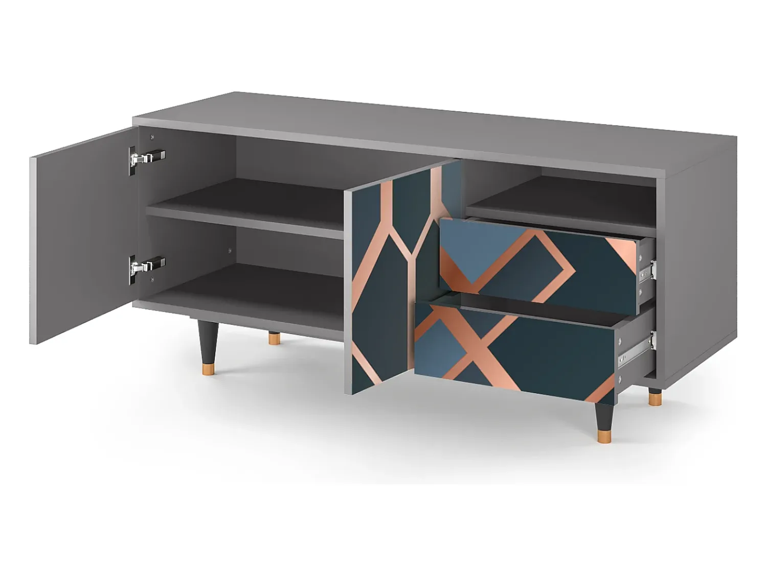 Mueble de TV - 125х56х41 cm - T7 - Ashy 1920', Cinza^ Móvel De Tv