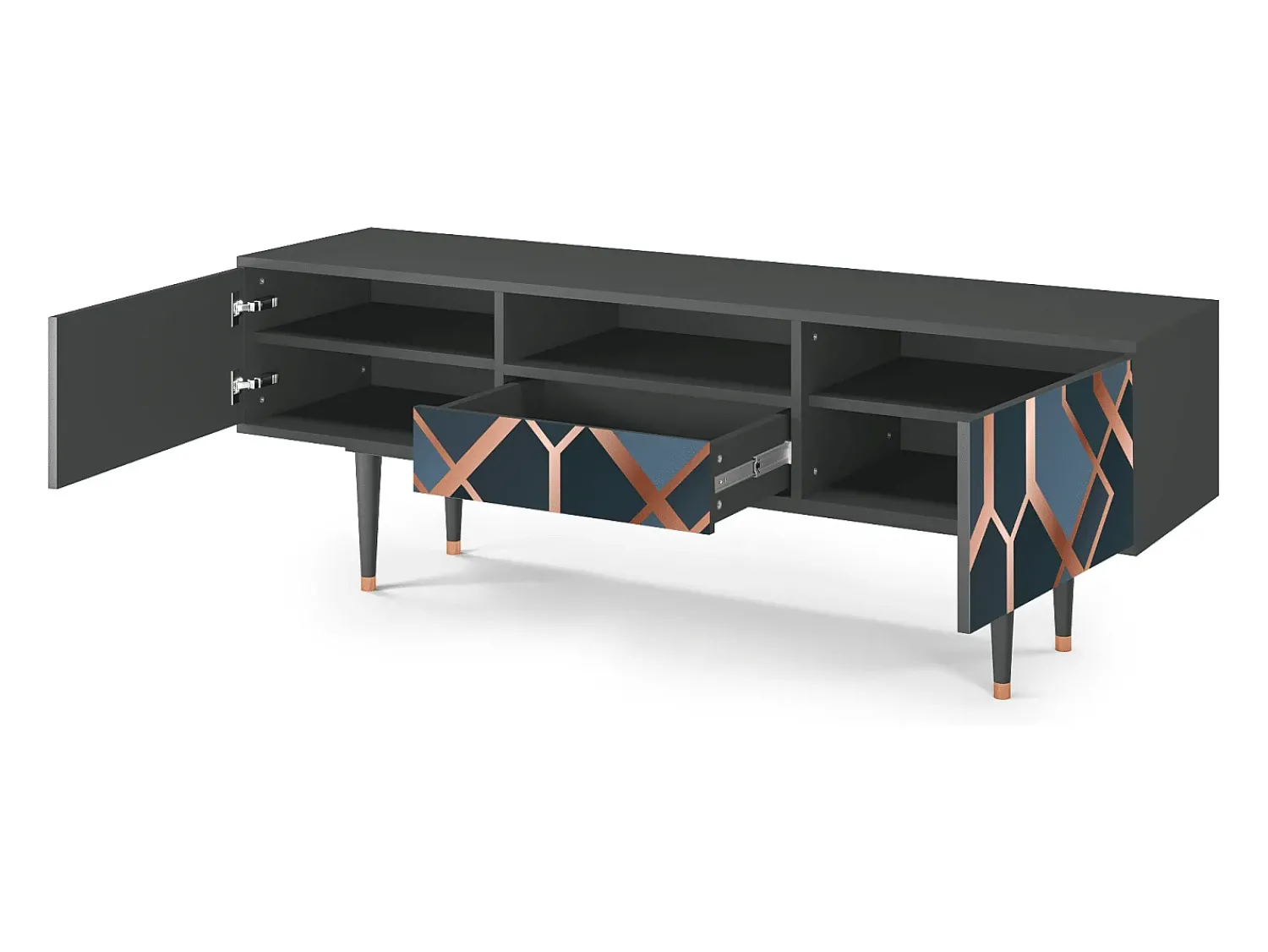 Móvel De Tv| Mueble de TV - 170х59х41 cm - T6 - Ashy 1920', Antracite Cinza antracite