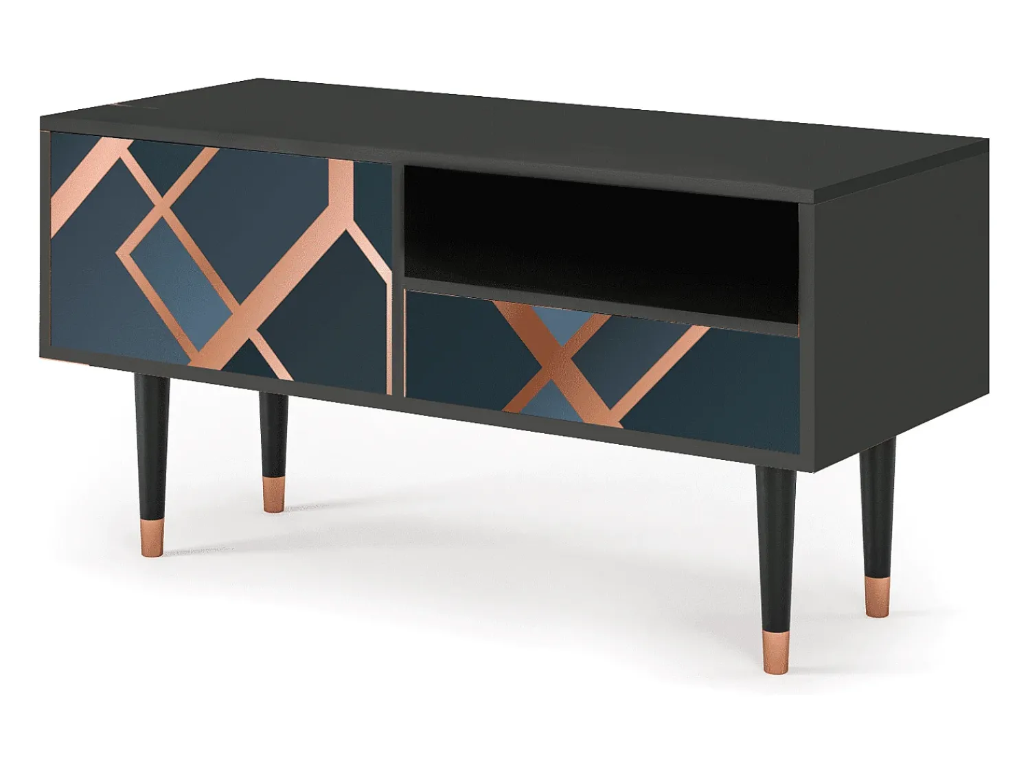 New Mueble de TV - 115х59х48 cm - T3 - Ashy 1920', Antracite Cinza antracite