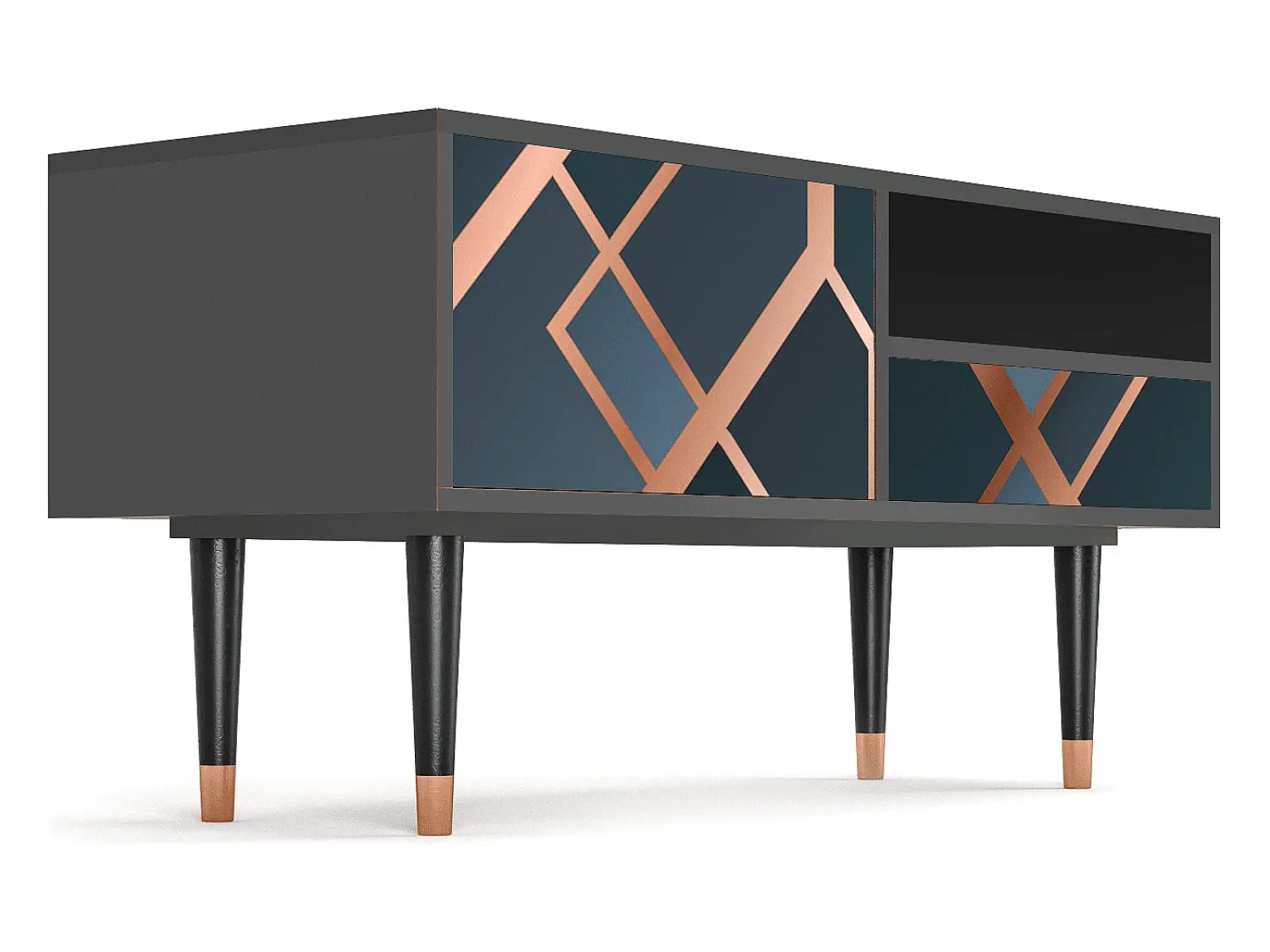 New Mueble de TV - 115х59х48 cm - T3 - Ashy 1920', Antracite Cinza antracite