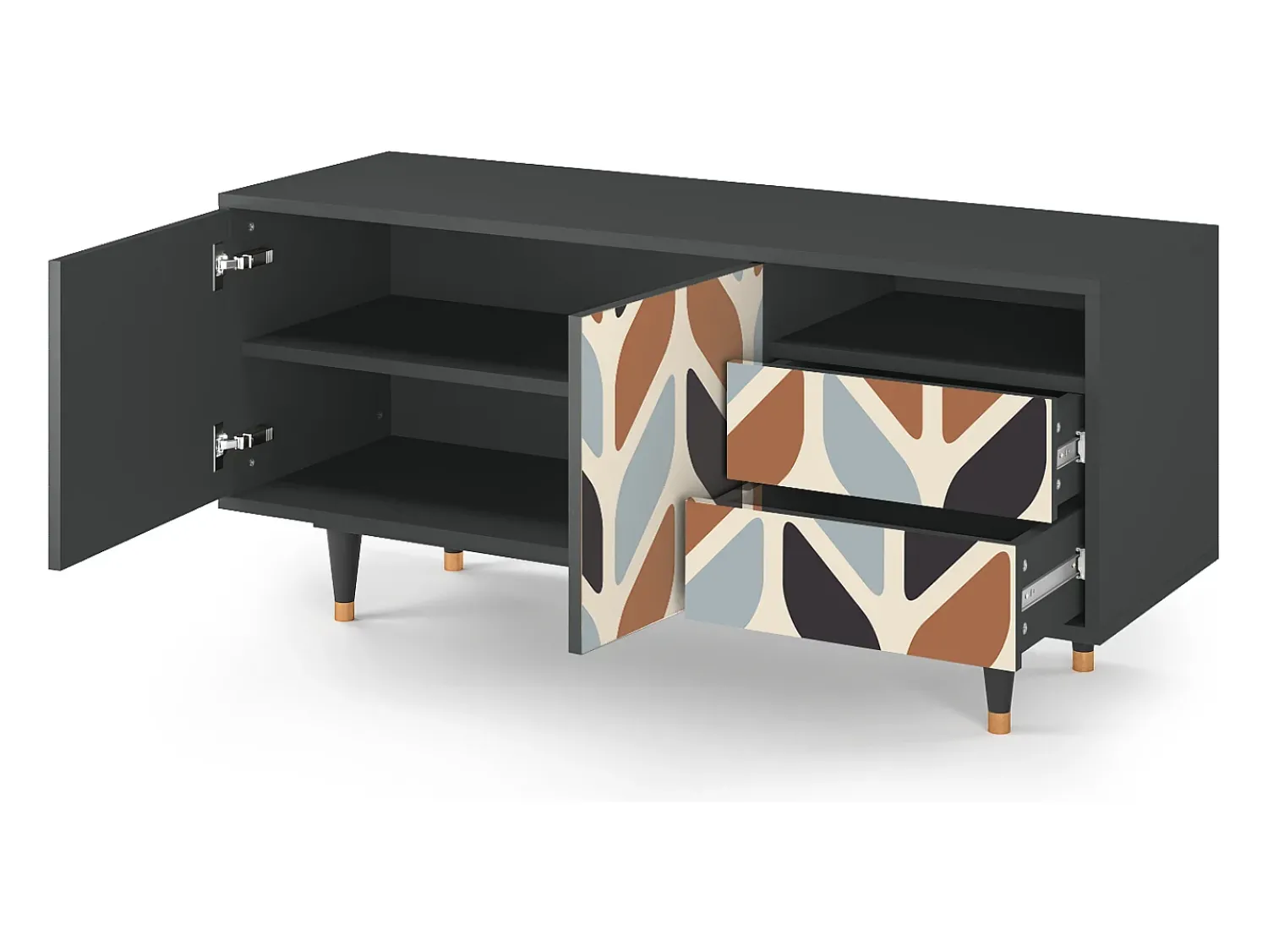 Móvel De Tv* Mueble de TV - 125х56х41 cm - T7 - Beige Laure, Antracite Cinza antracite