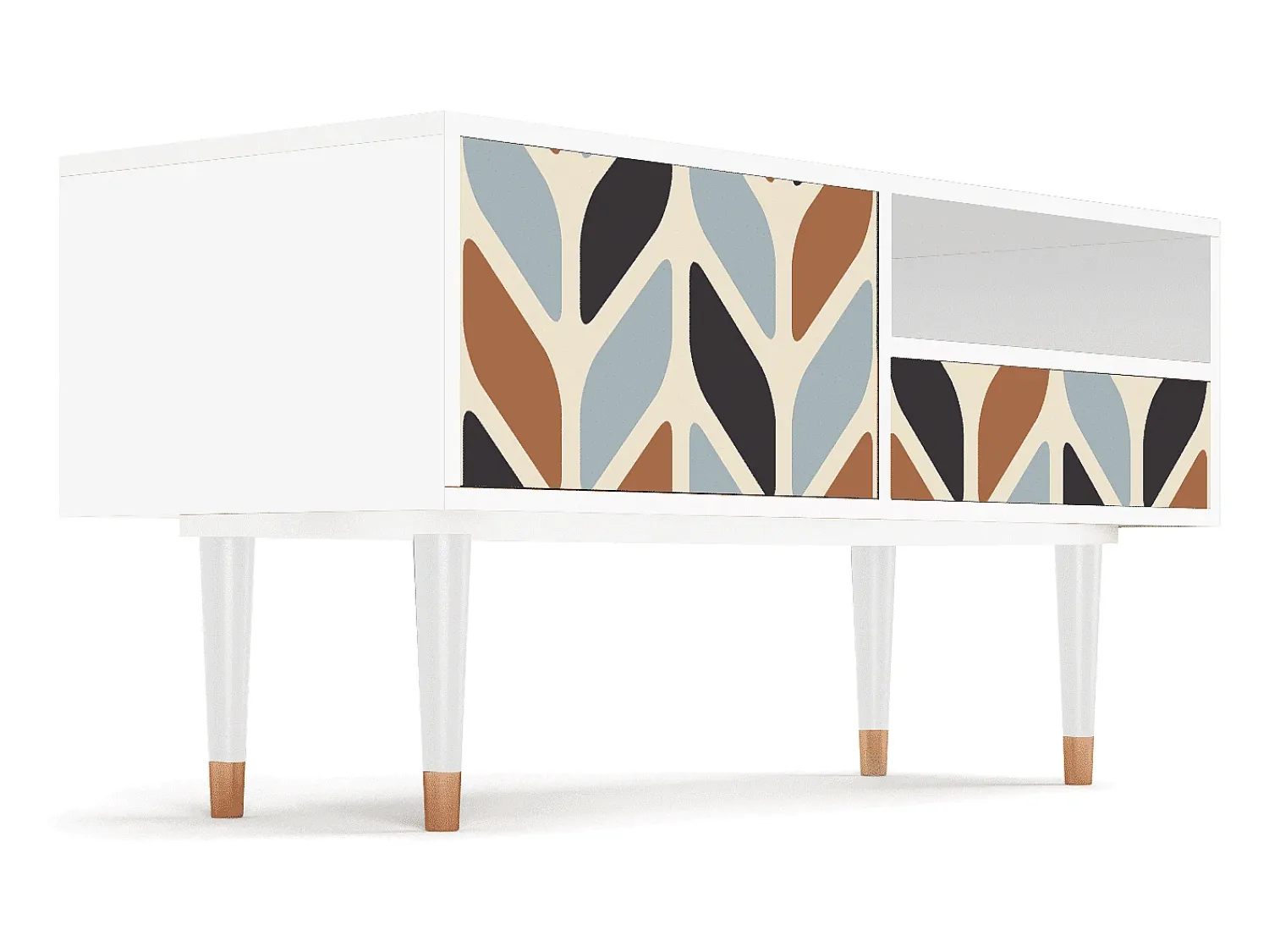 Móvel De Tv* Mueble de TV - 115х59х48 cm - T3 - Beige Laure, Branco Bege