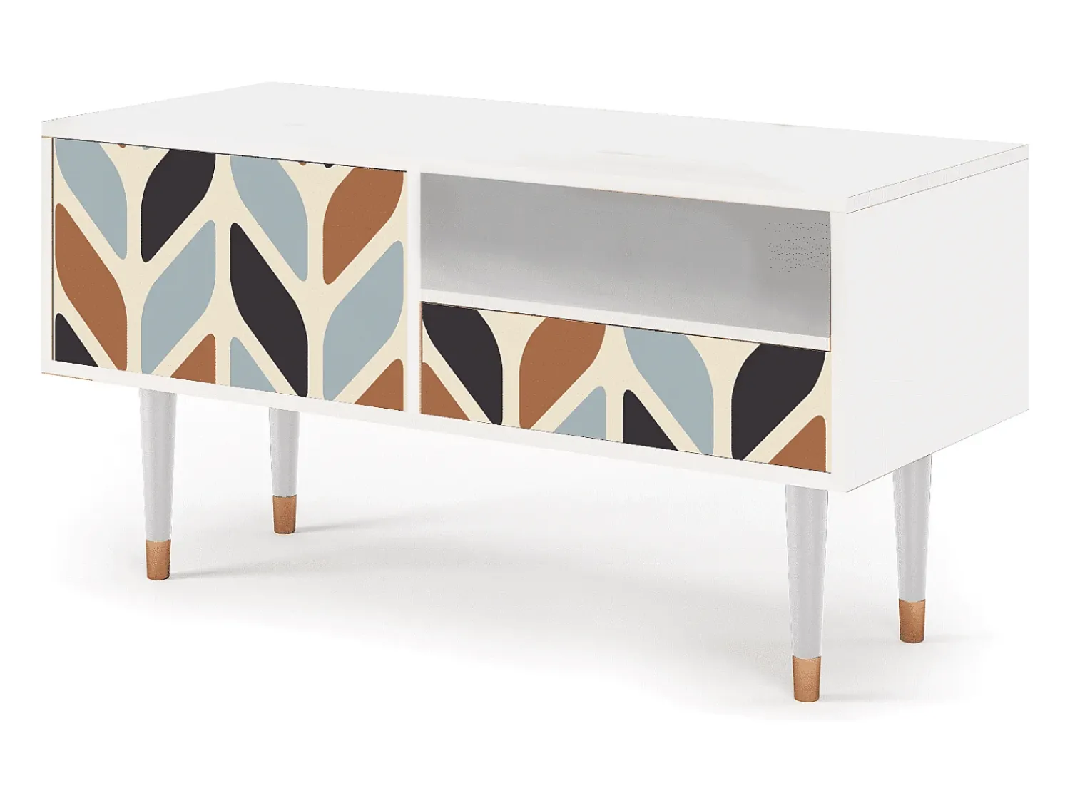 Móvel De Tv* Mueble de TV - 115х59х48 cm - T3 - Beige Laure, Branco Bege