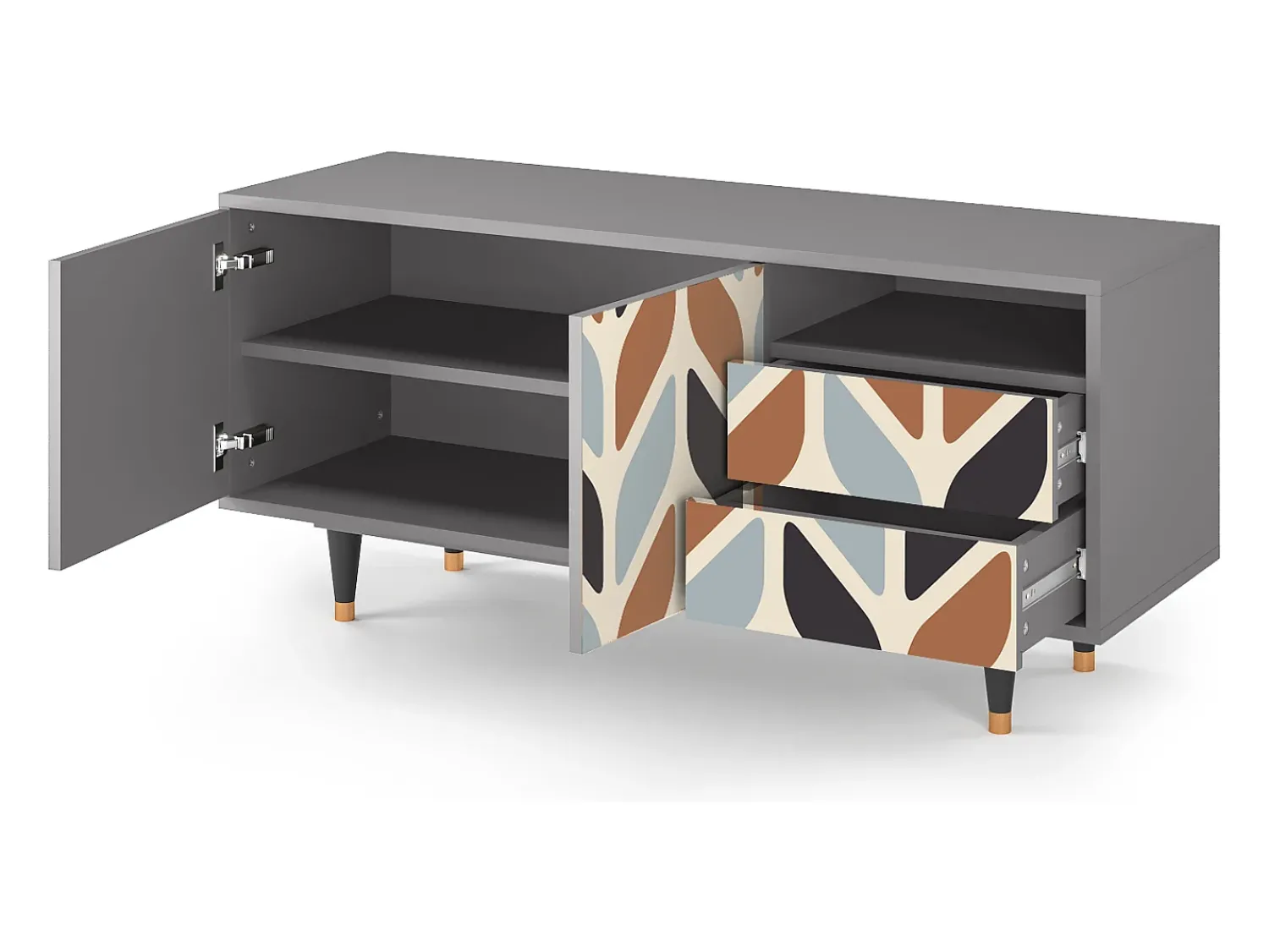 Mueble de TV - 125х56х41 cm - T7 - Beige Laure, Cinza^ Móvel De Tv