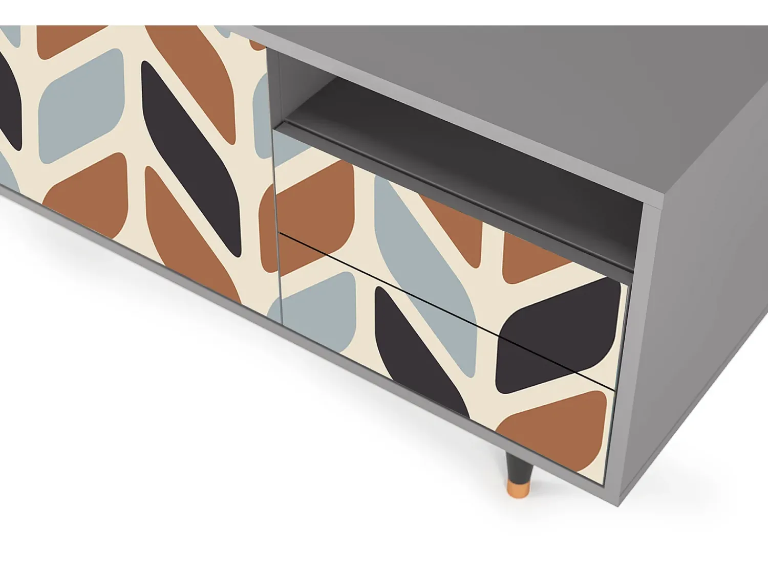 Mueble de TV - 125х56х41 cm - T7 - Beige Laure, Cinza^ Móvel De Tv