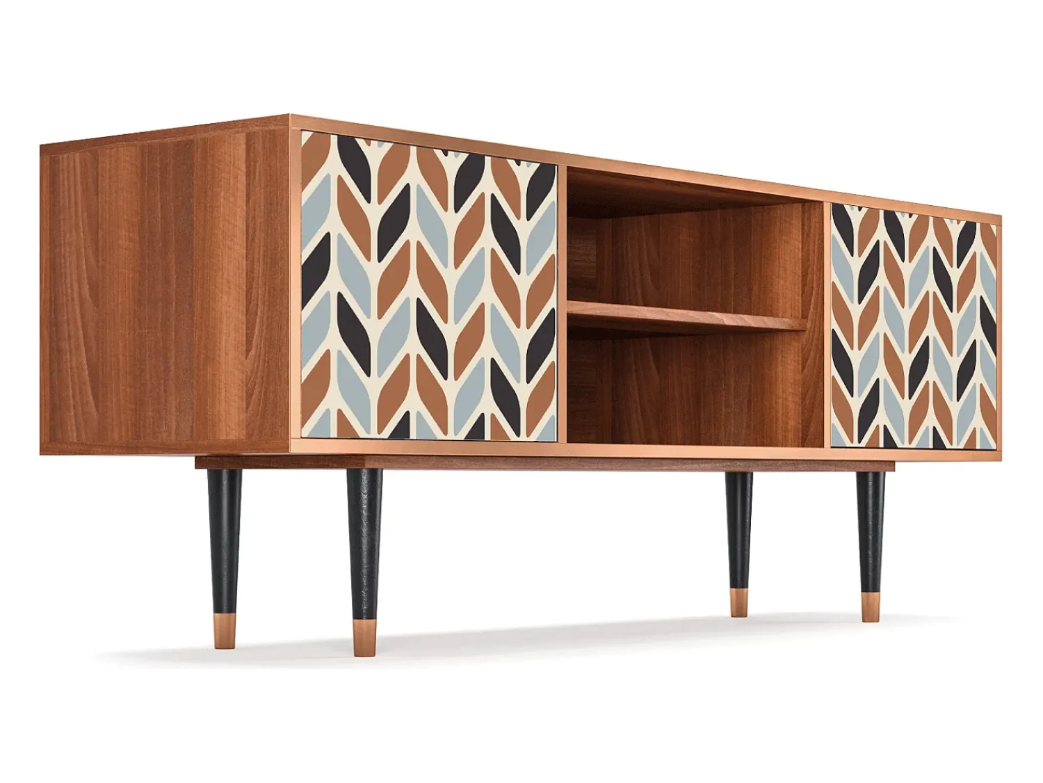 Discount Mueble de TV - 170х69х48 cm - T2 - Beige Laure, Nogueira Castanho