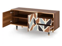 Móvel De Tv* Mueble de TV - 125х56х41 cm - T7 - Beige Laure, Nogueira Castanho