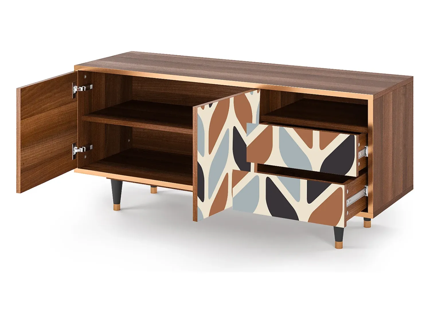 Móvel De Tv* Mueble de TV - 125х56х41 cm - T7 - Beige Laure, Nogueira Castanho