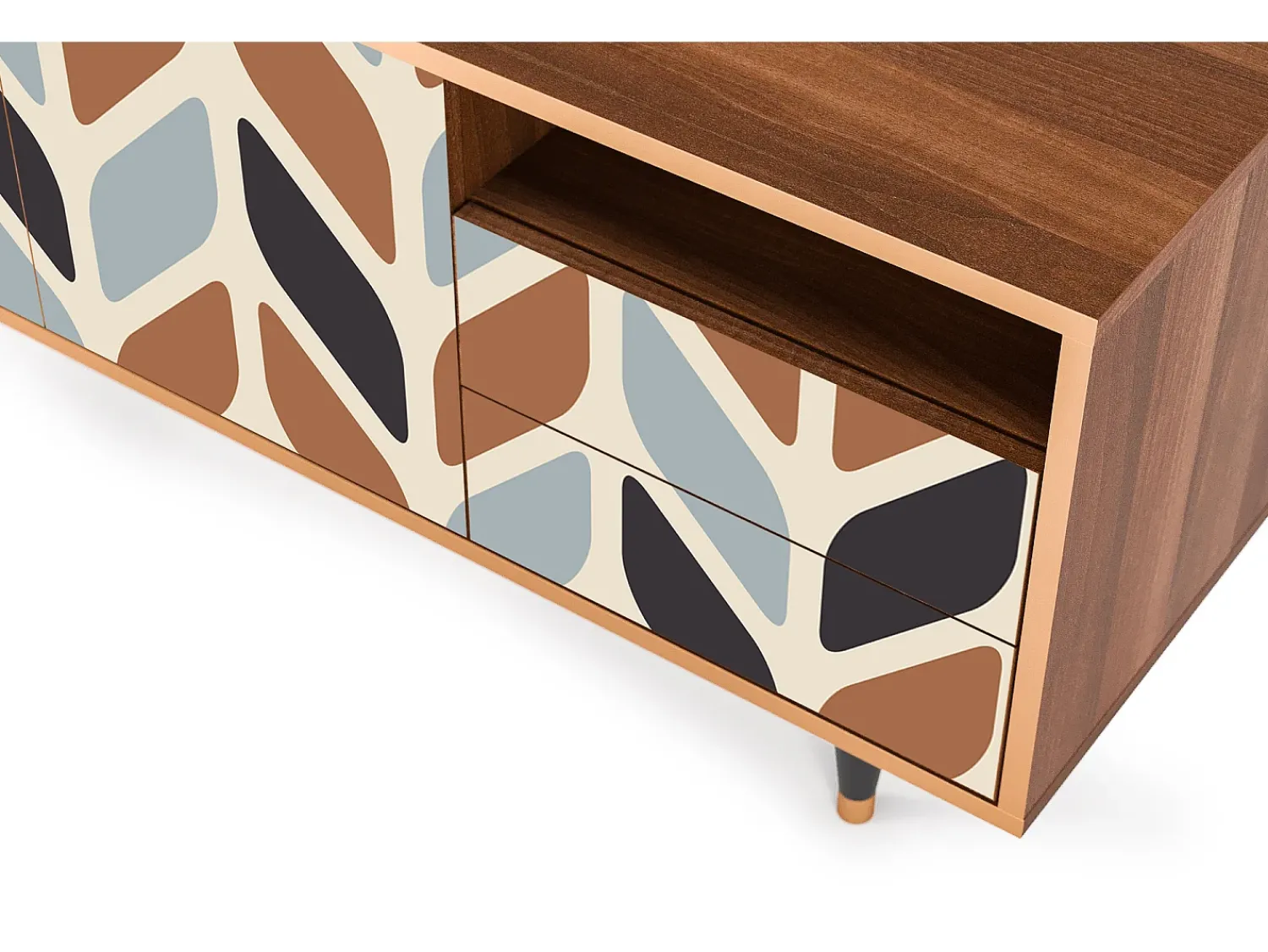 Móvel De Tv* Mueble de TV - 125х56х41 cm - T7 - Beige Laure, Nogueira Castanho