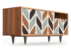 Móvel De Tv* Mueble de TV - 125х56х41 cm - T7 - Beige Laure, Nogueira Castanho