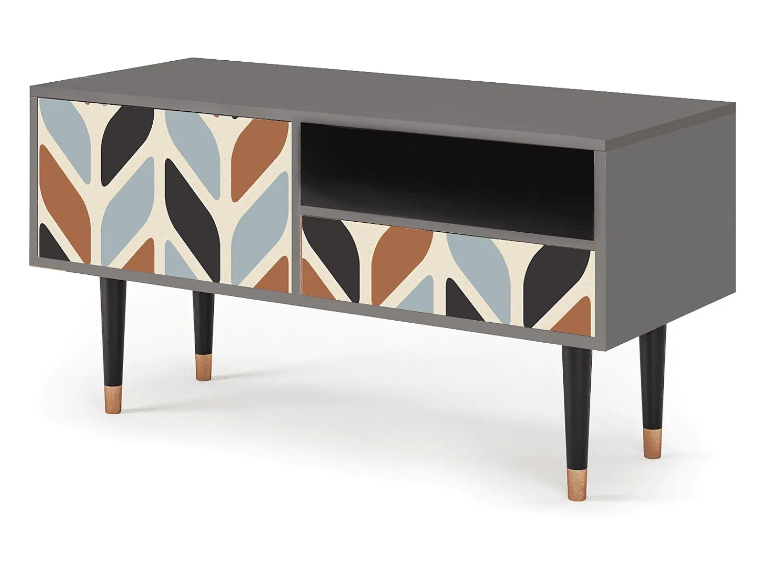 Mueble de TV - 115х59х48 cm - T3 - Beige Laure, Cinza^ Móvel De Tv