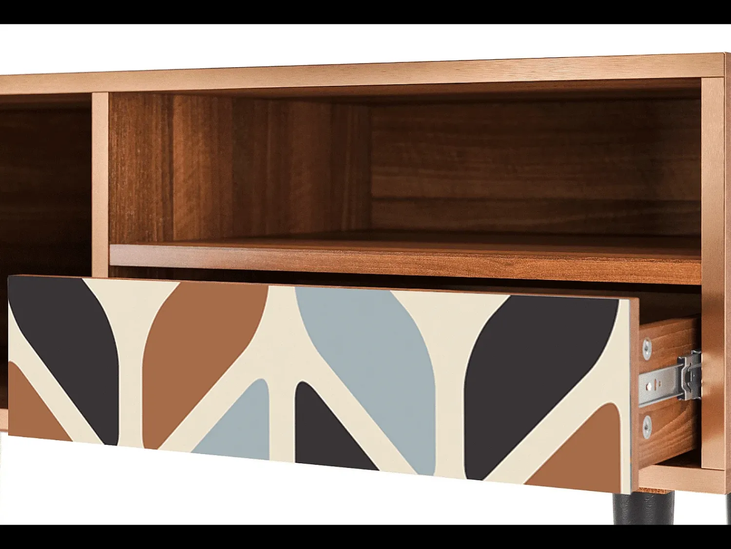 Móvel De Tv* Mueble de TV - 115х59х48 cm - T3 - Beige Laure, Nogueira Castanho