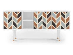 Clearance Mueble de TV - 150х69х41 cm - T5 - Beige Laure, Branco Bege