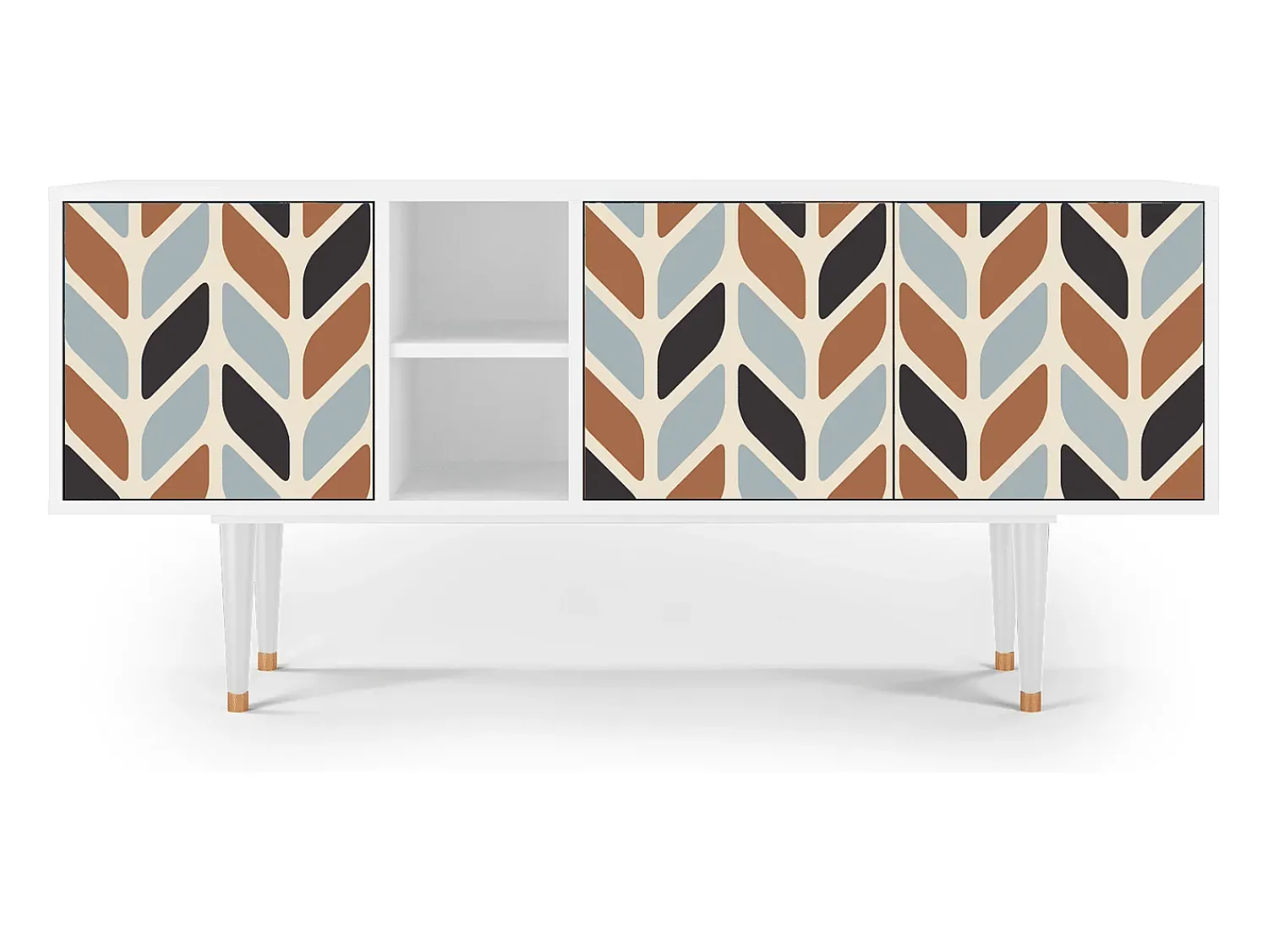 Clearance Mueble de TV - 150х69х41 cm - T5 - Beige Laure, Branco Bege