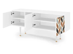 Clearance Mueble de TV - 150х69х41 cm - T5 - Beige Laure, Branco Bege
