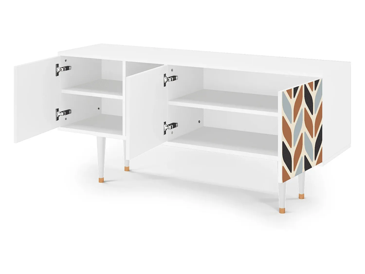 Clearance Mueble de TV - 150х69х41 cm - T5 - Beige Laure, Branco Bege