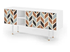 Clearance Mueble de TV - 150х69х41 cm - T5 - Beige Laure, Branco Bege